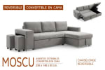 Sofá Chaiselonge gris reversible por 435€
