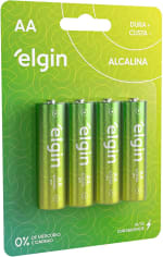 Pilha da Elgin, modelo Alcalina AA com 4 unidades - R$ 7,11