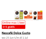 1+1 gratis op Nescafé Dolce Gusto doosjes à 16 cups bij Jumbo