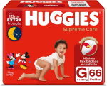 Fralda da Huggies, modelo Supreme Care G com 66 uni - R$ 74,90