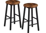 Pack de 2 taburetes de madera con patas de metal y reposapiés 63cm de alto por 29,29€