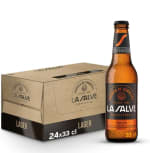 Pack de 24 botellas × 33cl La Salve Cerveza dorada por 23,65€.