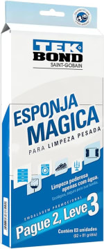 Esponja Mágica da Tekbond com 3 unidades - R$ 11,90