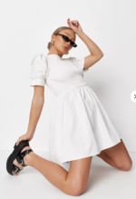 White shirred bust frill sleeve dress for £16.00.