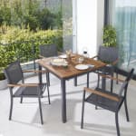 Conjunto de terraza NATERIAL Oris de madera/aluminio gris para 4 comensales por 299€