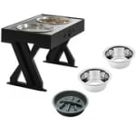 Comedero Y Bebedero Para Perros Altura Ajustable Negro - Plato Acero Y De Dificultad por solo $20.990