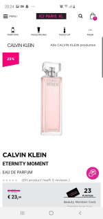 Calvin klein Eternity 100ml voor 23,99 euro