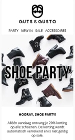 20% korting op schoenen bij Guts&Gusto