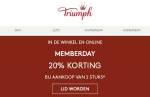 20% korting bij 2 artikelen of meer bij Triumph