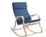 Mecedora SONGMICS funda de algodón extraíble tumbona estructura de madera de abedul capacidad de carga: 120 kg color azul medianoche por solo 59,99€