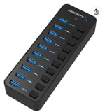 SABRENT USB Hub 3.0 de 10 puertos con interruptores de alimentación individuales y LEDs Incluye adaptador de corriente de 60W 12V/5A (HB-BU10) por 50,14€
