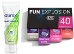 Durex Lote Fun Explosion, Pack 40 Preservativos + Lubricante Naturals H2O por 28,67€ (cuenta nueva por 17,20€)