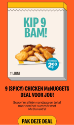 9 McNuggets voor €2 met de McDonalds app