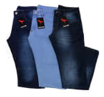 Kit com 3 Calças Jeans Masculina, modelo Slim Com Lycra - R$ 155,93