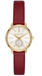 MICHAEL KORS Dames analoog kwarts horloge met lederen armband voor €72,77 bij Watches2U