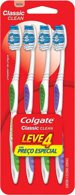 Escova Dental da Colgate Classic Clean com 4 Unid - R$ 10,79