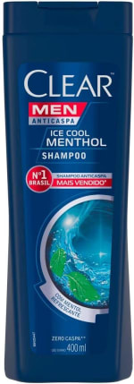 Shampoo Clear Men Cool Menthol - Anticaspa de 400ml - R$ 16,50