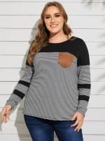 Camiseta de manga larga con bolsillo por $7.99 en Newchic