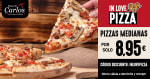 Pizzas Medianas a 8,95€ tanto a domicilio como recoger