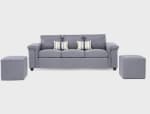 Sofá 3 Cuerpos Sicilia + 2 Pouf Tela Gris por $179.990