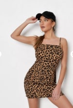 Stone leopard print cami tie back mini dress for £9.60.