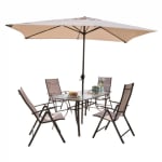Conjunto de Jardín de Acero Mesa + 4 Sillones + 1 Parasol, Málaga por 199€