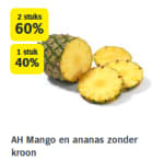 Tot 60% stapelkorting op een Mango en ananas zonder kroon bij de AH