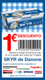 1€ descuento en la compra de Skyr Danone