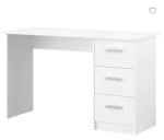 Bureau droit 3 tiroirs - Panneaux de particules - Décor Blanc pour 79,99€ chez Cdiscount