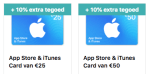 10% extra tegoed bij aankoop iTunes giftcard