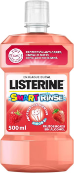 Listerine Smart Rinse 500 ml, enjuague bucal para niños 6+ sabor a frutos rojos por 3,42€