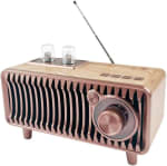 CHRONUS radio Bluetooth FM giratoria vintage madera nogal por 29,99€