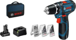 Bosch GSR 12V-15 12V Li-Ion accu boor-/schroefmachine set (1x 4.0Ah + 1x 2.0Ah accu) in tas incl. 39-delige accessoireset