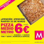 Pizzas medio metro marruzella a 6€ en local