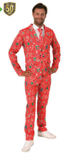 Kerstpak heren of mantelpakje dames voor €10,95