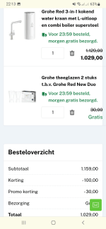 Grohe red met 100 euro korting en gratis theeglazen