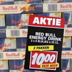12 blikjes Red Bull voor €10,- bij Nettorama