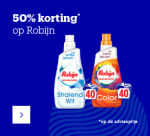 50% korting op Robijn Wasverzachter, Wascapsules en Wasmiddel