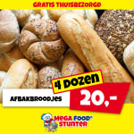 4 grote horeca dozen afbak-broodjes voor €20
