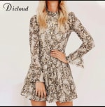 Luipaard Print Coltrui Chiffon Jurk 2019 voor €11,32