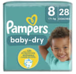 Couches baby-dry taille 8 PAMPERS à 16,90€