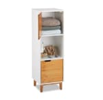 Librería Relaxdays Estantería con Puerta Estilo escandinavo MDF y bambú, Blanco 101x32x30cm a solo 44,99€