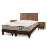Cama Europea Flex Dual Sensity 2 Plazas B/D + Respaldo Royal y Veladores Asturias por $349.990