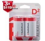 3 x $119 en baterías alcalina D en Radioshack