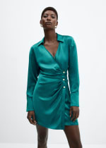 Vestido satinado triple botón para Mujer por 15.99€