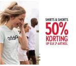 50% korting op elk 2e shirts & shorts bij Perry Sport