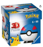Ravensburger - Puzzle 3D, Pokémon Super Ball, azul y rojo/negro y amarillo por 4,98€