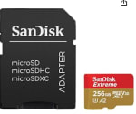 Carte micro sd SanDisk 256Go Extreme microSDXC+ adaptateur SD, UHS-I à 23,99€