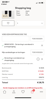 Code voor extra korting boven op de 20%