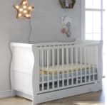 Little Acorns Sleigh Cot Bed With Deluxe Maxi Air Cool Mattress and Drawer for £234.95.